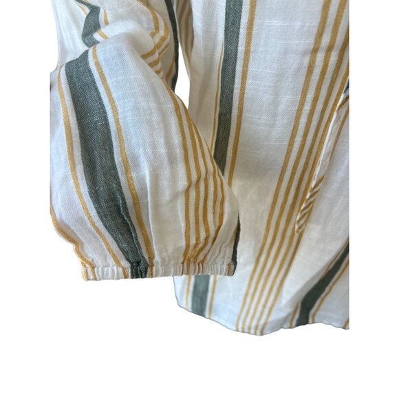 LUCKY BRAND Yellow Striped Peasant Blouse Size Small - Picture 3 of 5